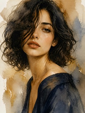 Elegantes Wandbild Poster mit Aquarell-Porträt einer Frau