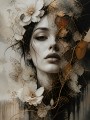 Elegantes Porträt mit Blüten – Wandbild als Gallery Leinwand