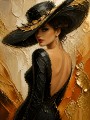 Elegante Dame in Schwarz und Gold – Luxus Wandbild als Fine Art Print