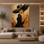 Elegante Dame in Schwarz und Gold – Luxus Wandbild als Fine Art Print
