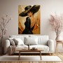 Elegante Dame in Schwarz und Gold – Luxus Wandbild als Fine Art Print