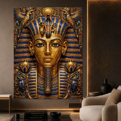 Goldener Pharao als Luxus Wandbild und Gallery Leinwand