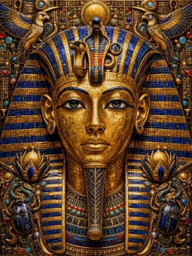 Goldener Pharao als Luxus Wandbild und Gallery Leinwand