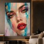 Expressives Porträt Wandbild als Acrylglasbild mit Türkis und Gold