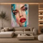 Expressives Porträt Wandbild als Acrylglasbild mit Türkis und Gold