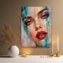 Expressives Porträt Wandbild als Acrylglasbild mit Türkis und Gold