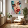 Expressives Porträt Wandbild als Acrylglasbild mit Türkis und Gold