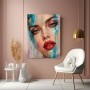 Expressives Porträt Wandbild als Acrylglasbild mit Türkis und Gold