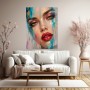 Expressives Porträt Wandbild als Acrylglasbild mit Türkis und Gold