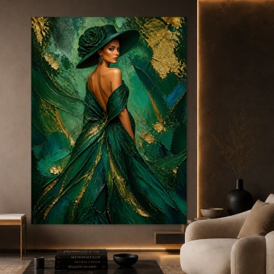 Smaragd Eleganz Wandbild auf Gallery Leinwand