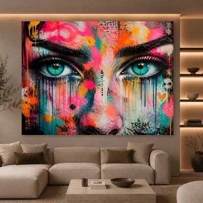 Street Art Augen – Modernes Wandbild als Leinwandbild