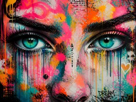 Street Art Augen – Modernes Wandbild als Leinwandbild