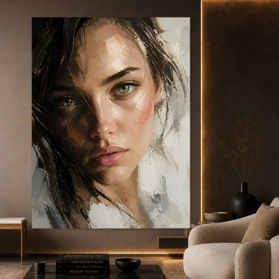 Intensives Frauenporträt – Modernes Wandbild als Leinwandbild
