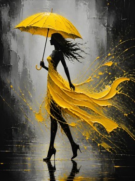 Eleganz im Regen – Wandbild auf Gallery Leinwand