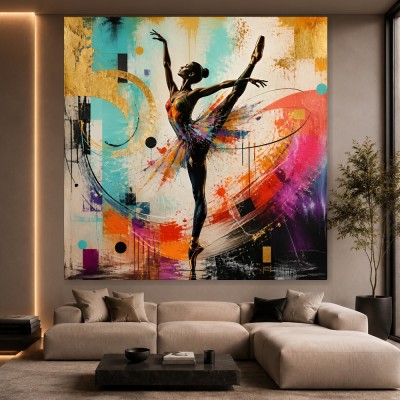 Elegante Balletttänzerin als Modernes Wandbild auf Gallery Leinwand