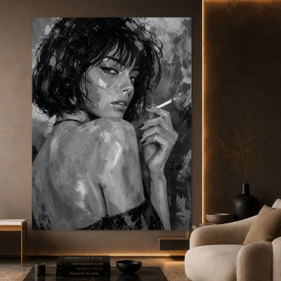 Rauchige Eleganz – Modernes Wandbild als Poster