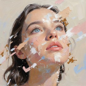 Aufwärtsblick in Pastell – Modernes Wandbild als Leinwandbild