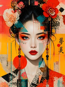 Asiatische Eleganz – Modernes Wandbild als Gallery Print