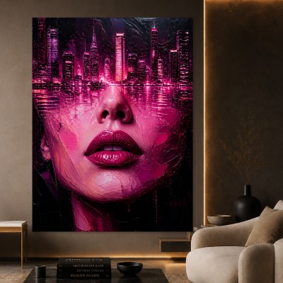 Neon Metropole – Wandbild als Acrylglasbild