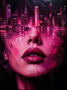 Neon Metropole – Wandbild als Acrylglasbild