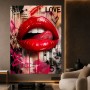 Rote Lippen Pop Art – Modernes Wandbild als Gallery Leinwand