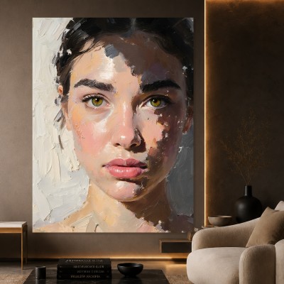 Intensives Porträt Leinwandbild – Fine Art Print mit ausdrucksstarkem Blick