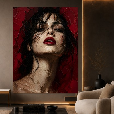 Intensives Porträt in Rot – Leinwandbild & Acrylglasbild