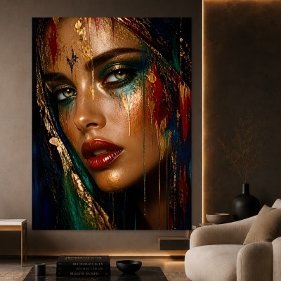 Goldene Aura Portrait – Wandbild als Fine Art Print