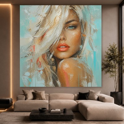 Türkisfarbene Eleganz – Modernes Wandbild als Leinwandbild