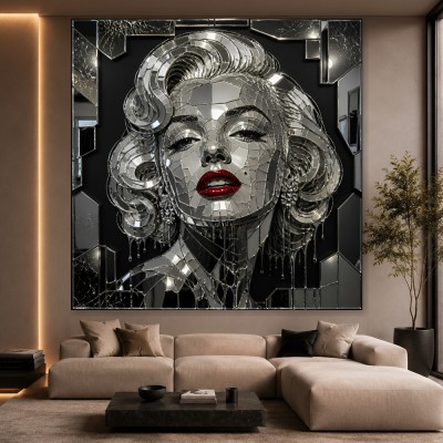 Spiegelglanz Diva Wandbild Poster mit roten Lippen