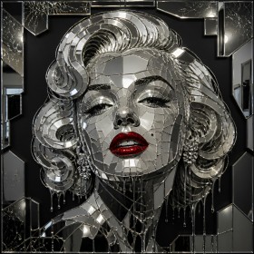 Spiegelglanz Diva Wandbild Poster mit roten Lippen