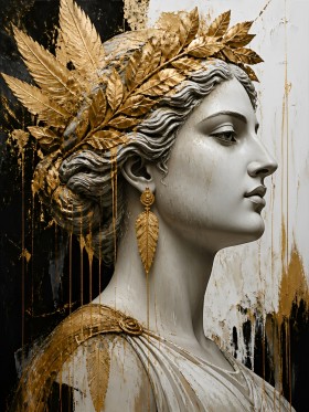 Goldene Muse Wandbild als Gallery Leinwand Goldene Muse Wandbild als Gallery Leinwand