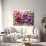 Blüten in Violett und Gold – Luxus Wandbild als Gallery Leinwand