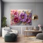 Blüten in Violett und Gold – Luxus Wandbild als Gallery Leinwand