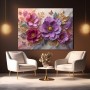 Blüten in Violett und Gold – Luxus Wandbild als Gallery Leinwand