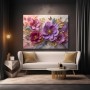 Blüten in Violett und Gold – Luxus Wandbild als Gallery Leinwand