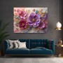 Blüten in Violett und Gold – Luxus Wandbild als Gallery Leinwand