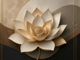 Goldene Lotusblüte – Wandbild auf Gallery Leinwand
