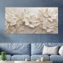 Cremeweiße Blütenreliefs als Modernes Wandbild auf Gallery Leinwand