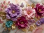 Florale Eleganz in Pink und Gold – Luxus Wandbild als Gallery Leinwand