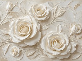 Cremeweiße Rosenrelief Eleganz – Leinwand & Acrylglasbild