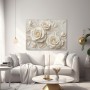 Cremeweiße Rosenrelief Eleganz – Leinwand & Acrylglasbild