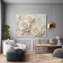 Cremeweiße Rosenrelief Eleganz – Leinwand & Acrylglasbild