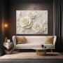 Cremeweiße Rosenrelief Eleganz – Leinwand & Acrylglasbild
