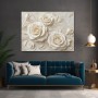 Cremeweiße Rosenrelief Eleganz – Leinwand & Acrylglasbild