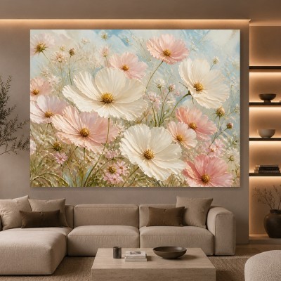 Zarte Kosmeen im Sommerlicht – Leinwand & Poster