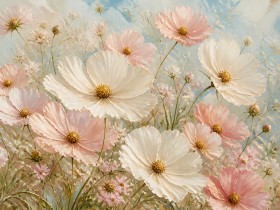 Zarte Kosmeen im Sommerlicht – Leinwand & Poster