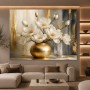 Goldene Magnolien in Vase – Leinwandbild & Poster