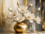 Goldene Magnolien in Vase – Leinwandbild & Poster