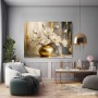 Goldene Magnolien in Vase – Leinwandbild & Poster